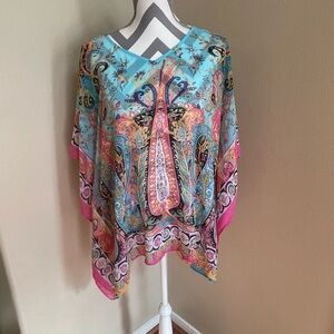 Lane Bryant Vibrant Paisley Tunic - Swim Suit Cover Up - Sheer - Size: 18 - 20